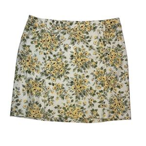 NWT Ann Taylor LOFT Yellow Floral Mini Skirt Size 14 Spring Summer‎ Garden Party